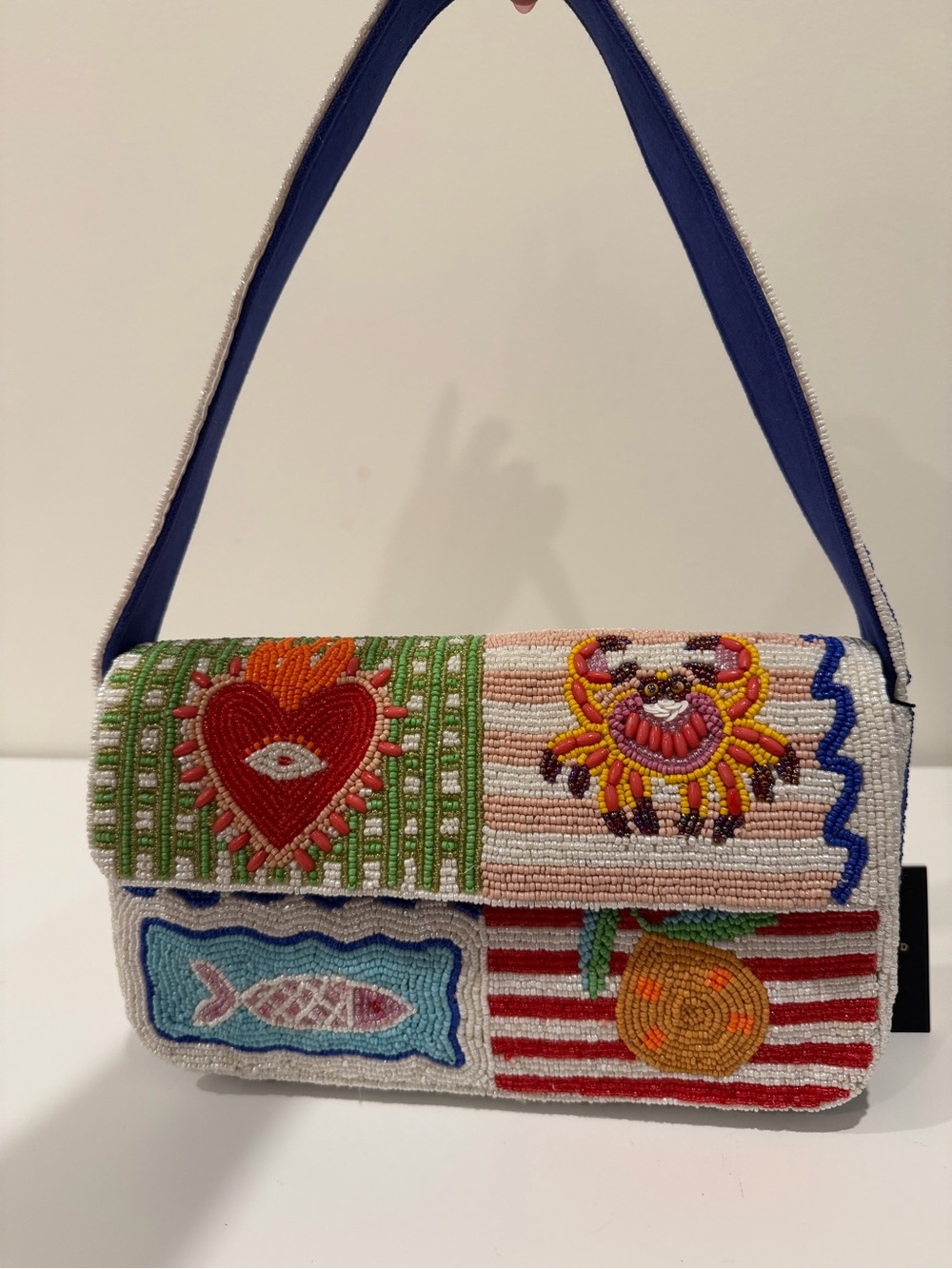 Beaded Multicolor Patchwork Shoulder Bag